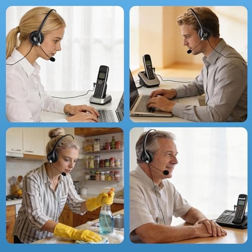 Arama Cordless Phone Headset for Landline Phone, 2.5mm Jack Telephone Headset with Noise-Cancelling Mic & Volume Control, Wired Headset Compatible with Panasonic AT&T Vtech Uniden - Thumbnail 5