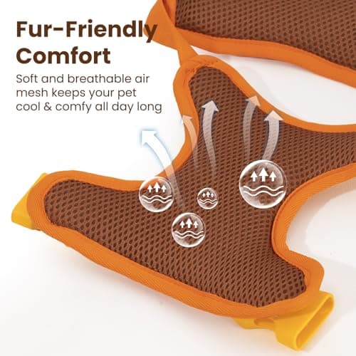 PawView Escape Proof Western Cowboy No Pull Dog Harness, Soft Air Mesh Vest with Front & Back Clips, Adjustable Fit, Includes QR ID Tag for Safe Walking & Running, Orange, Small - Thumbnail 5