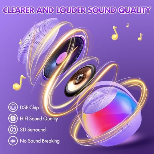Mini Karaoke Machine Gifts for Kids Adults, Portable Karaoke Speaker with 2 Wireless Microphones, Kids Microphone with Speaker and LED Light, Birthday Gifts for Girls Boys 3-12+ Year Old (Purple) - Thumbnail 2