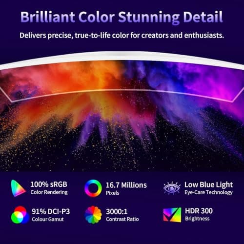 Deco Gear 49" Curved Ultrawide 5K Gaming Monitor, 32:9, 120 Hz, 101% NTSC 100% sRGB, USB-C 65W, Adjustable, Home Office and Entertainment Workstation - Exclusive White Edition - Thumbnail 3