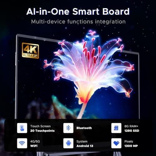 MWE 55'' Smart Board,Electronic Interactive White Board with 4K Touchscreen Display Built in UHD Camera Open App Ecosystem Digital Whiteboard for Business Office Classroom Home (55'') - Thumbnail 3