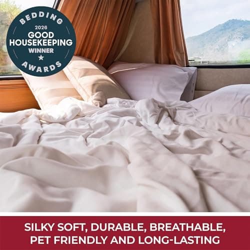 Mellanni RV Short Queen Sheets - 4 PC Iconic Collection Bedding - Hotel Luxury, Extra Soft, Cooling Bed Sheets - Deep Pocket up to 10 inch (RV/Short Queen, Brick Red) - Thumbnail 2