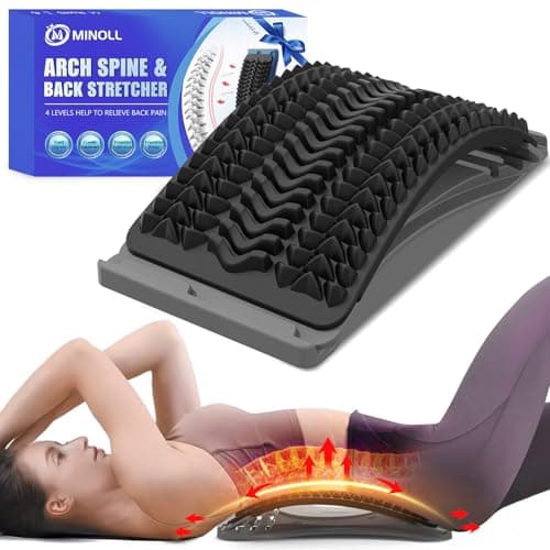 MINOLL Back Stretcher for Lower Back Pain Relief, Multiple Level Adjustable Arch Lumbar Back Cracker Board, Back Cracking Device, Back Massager for Scoliosis, Spine Decompression Support