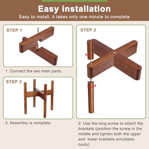 Vigordream Plant Stand Indoor, Wood Plant Holder, Mid Century Modern Decor Tall Planter Stands, 2 Height Displays Corner Single Flower Stand for Balcony, Living Room,Garden Patio Fit 5-10 Inch Pots - Thumbnail 6