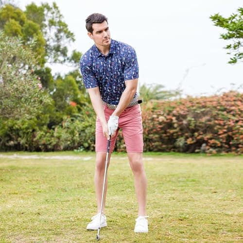 Golf Shirts for Men Dry Fit Short Sleeve Print Performance Moisture Wicking Polo Shirt - Thumbnail 3