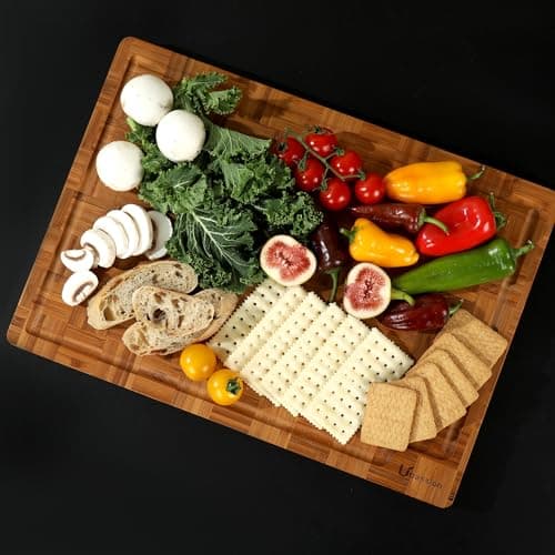 XXXLarge Bamboo Cutting Boards Charcuterie Board Best Non Toxic Large Butcher Block Heavy Duty Book Checkered Wood Cutting Boards for Kitchen Solid End Grain Wood Chopping Board - Thumbnail 5