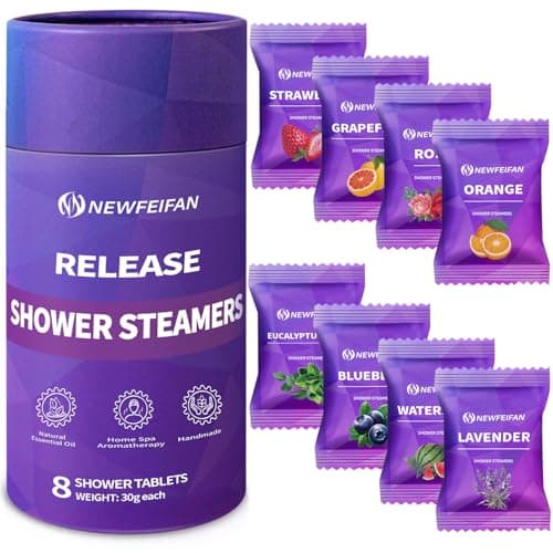 Shower Steamers Aromatherapy Gifts for Women Men, Fathers Day Gift for Dad Husband from Wife Daughter, 8-Pack Shower Bombs Organic Essential Oil, Home Spa Relaxing Purple - Image 1