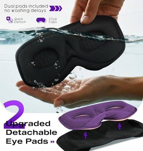 MUSICOZY Sleep Headphones with Bluetooth 5.4 Sleep Mask, Removable 3D Eye Cups for Zero Pressure Comfort, Wireless Bluetooth Eye Mask for Sleeping with Timer - Thumbnail 3