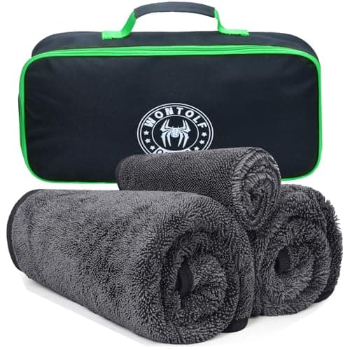 Wontolf Ultra Absorbent Car Drying Towels with Storage Bag, Extra Large Microfiber Towels for Cars, (36" x 24") Drying Towels Car Detailing, Streak Free, No Water Spots, Scratch-Free, 3 Pack