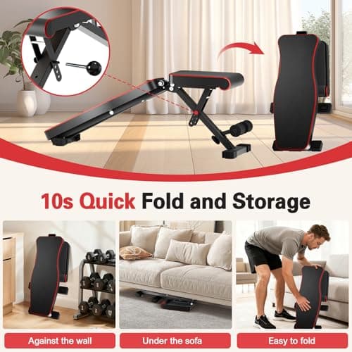 ALSO GO Adjustable Weight Bench, 660LBS Multifunctional Workout Benches, Foldable Incline Decline Bench Press, Full Body Strength Training Equipment for Home Gym - Thumbnail 6