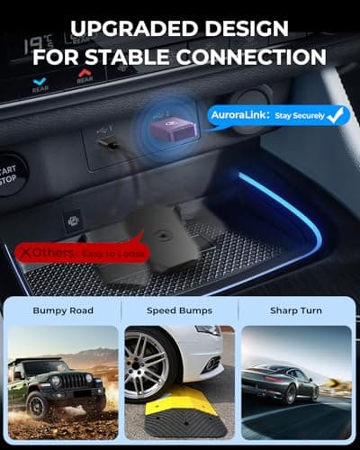 AuroraLink Wireless Carplay & Android Auto Wireless Adapter 2-in-1 Fast & Stable Carplay Wireless Adapter Convert Wired to Wireless Car Play Dongle for iOS 10+/Android 11+ (Purple) - Thumbnail 3