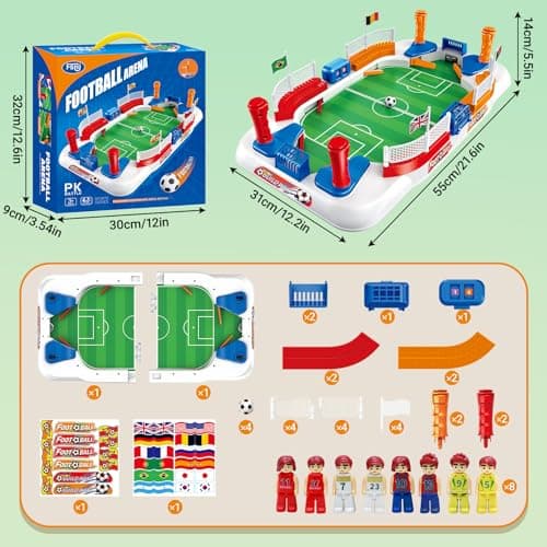 Anehono Tabletop Soccer Game for Kids, Mini Foosball Desktop Soccer Shootout Game with Dual Controls, Sound Effects & Scoreboard, Interactive 2-Player Family Game, Educational Toy for Boys Girls - Thumbnail 2