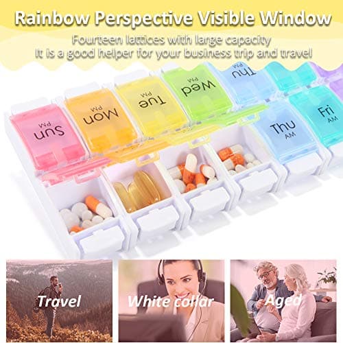 AM PM Pill Organizer 2 Times a Day, 7 Removable Daily Pill Cases with Permanent Printed Labels, Large Capacity for Fish Oil & Vitamins, BPA-Free Travel Medicine Holder for Seniors & Daily Use (1 Week) - Thumbnail 6