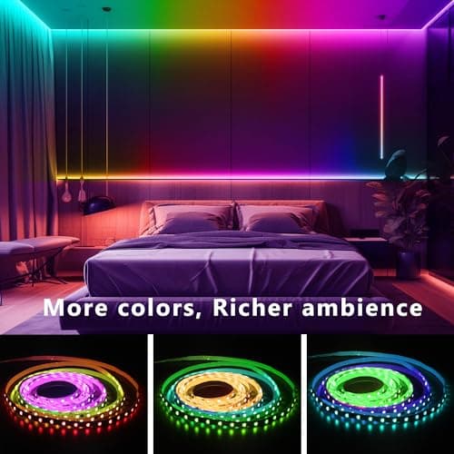 dalattin LED Strip Lights IC+RGB, 5050 Led Lights for Bedroom, DIY Multiple Colors on One Line, Led Lights with Remote&App Control,Color Changing LED Strip Lighting Music Sync,Halloween Gifts, 16.4ft - Thumbnail 3