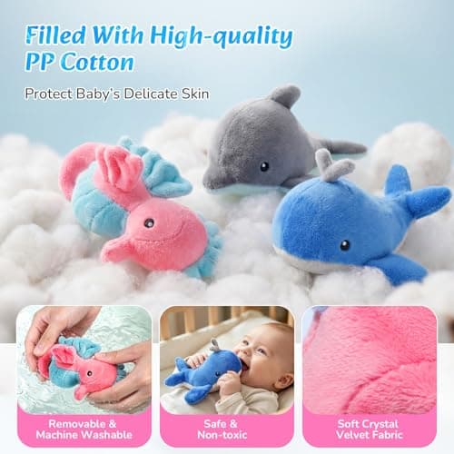 FEISIKE Baby Crib Mobile with 35 Lullabies, 3 Modes Rotation & Music, Adjustable Volume, Nursery Decor for Boys and Girls (Ocean Theme) - Thumbnail 6