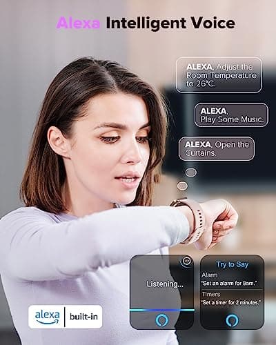 Quican Smart Watches for Women, 1.8 Inches Fitness Tracker with Alexa Built-in & Bluetooth Calling, Compatible with Android iPhone, Waterproof, Heart Rate Sleep Monitor, Includes 2 Bands - Light Pink - Thumbnail 4