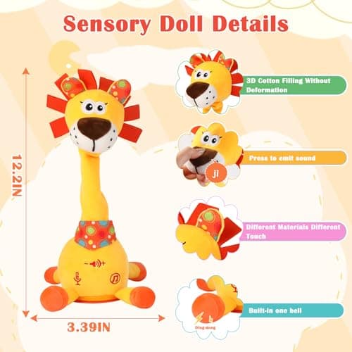 LLUKEME Dancing Talking Lion Toy, Stuffed Animal Baby Toy Repeating What You Say, Glowing Musical Electronic Lion with Fluffy Mane Gifts for Toddlers 1-3 Years Old Easter Gift for Kids - Thumbnail 4