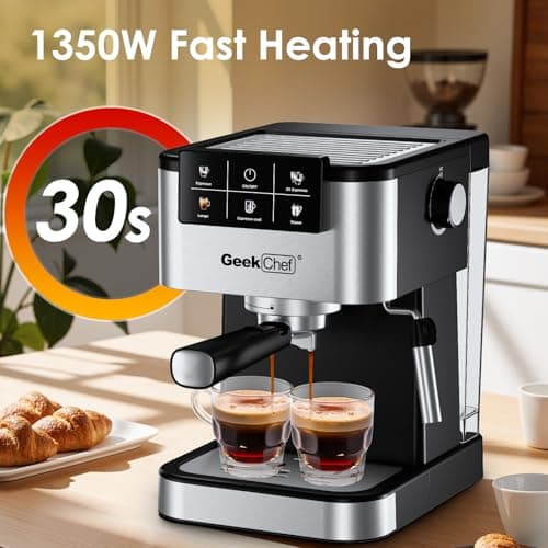 Geek Chef Espresso Machine with Milk Frother, 20 Bar Automatic Espresso Maker, Fast Heating Coffee Maker for Cappuccino, Latte & Iced Coffee, Easy to Use & Clean, for Home Barista - Thumbnail 4