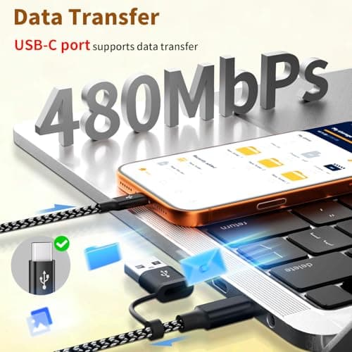 Travel 4 in 2 Multi Charging Cable, USB A/C Charging cords with Dual Type-C/Lightning/Micro USB, Universal iPhone Charger Cord for iPhone Series/Androids/Tablets, Multi Charger Cable (3Pack, 5FT) - Thumbnail 6