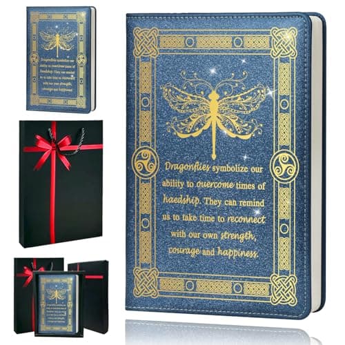 QDWXDEL Dragonfly Gifts for Women,Journal for Women,A5 Hardcover Leather Journal - 200 Pages Premium Paper Notebook, Journal Notebook for School, Work (Dragonfly Blue) - Image 1