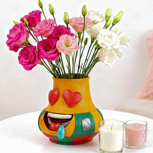 U WONDERFUL Cute Flower vase - Flower Vase Unique, Funny Cool Face Vase, Gifts for Couples, Home Decor Living Room, Art Deco Vase for Table Centerpiece Wedding Dining Office House - Thumbnail 4