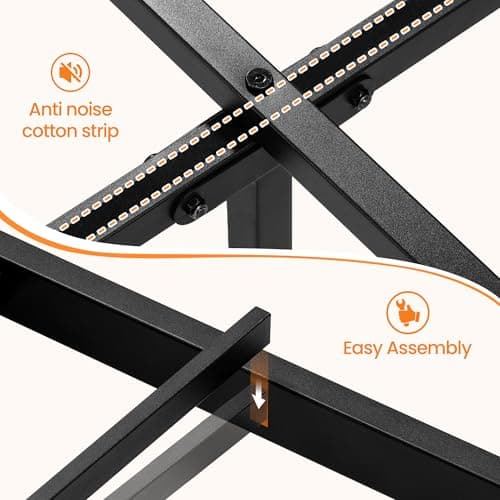 BOVONO Full Size Bed Frame with 2 Storage Drawers and Charging Station, Metal Platform Bed with 2-Layer Open Shelves, Bed Frames with Large Under Bed Storage, No Box Spring Needed Without Noise, Grey - Thumbnail 6