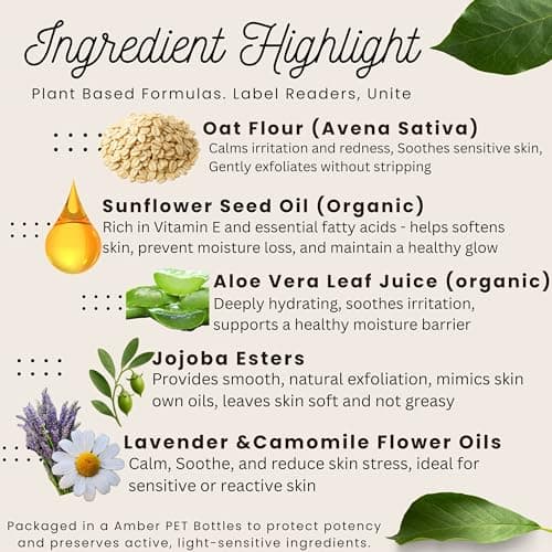 Exfoliating Face Scrub for Dry & Sensitive Skin – Gentle Oatmeal Facial Exfoliator & Cleanser, Soothing Milky Oat Polish, Hydrating Physical Scrub – Boho Aromatic - Thumbnail 5