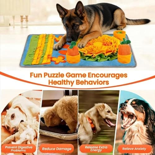 Snuffle Mat for Large Dogs, 32'' x 20'' Interactive Puzzle Sniff Mat Dog Food Mat, Durable Slow Feeder Dog Feeder Puzzle Toy for Training and Stress Relief, Easy to Clean - Thumbnail 5
