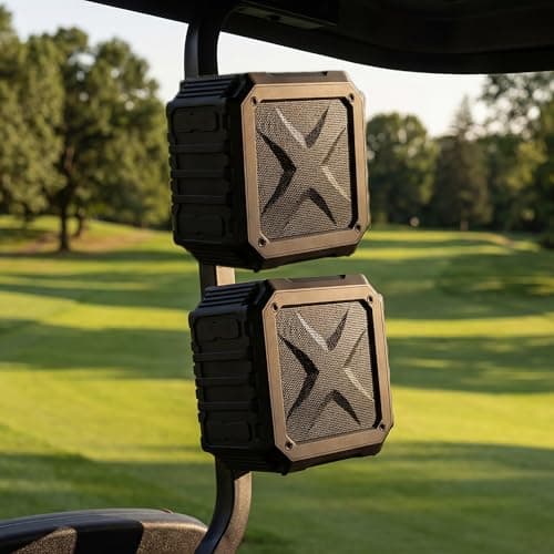 GIIKNEW 2-Pack Golf Cart Speaker with Carrying Case, 15W Loud Stereo Sound Magnetic Bluetooth Speaker with Deep Bass, 24H Playtime IPX7 Speakers for Golf Cart Accessories, Ideal Golf Gifts for Men - Image 1