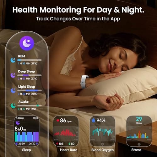 Smart Watches for Men Women with Alexa/AI Voice & Call, Mens Smart Watch with Heart Rate,SpO2,Sleep, Pressure Monitor & Reminders, 1.85’’ HD 100+ Sports Fitness Watch for Activities Track-White - Thumbnail 4