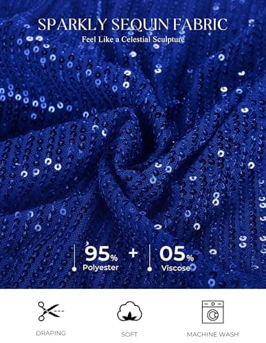 Glitter Shimmer Club Shirts for Women Sparkly Sequin Sleeveless Cami Crop Vest Party Top Tank Tops Blue Large - Thumbnail 6