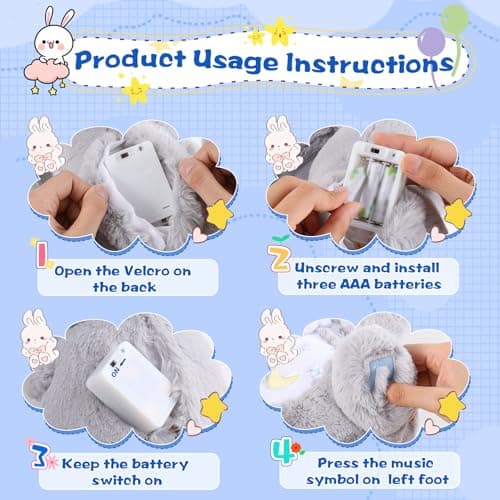 MIAODAM Soothing Breathing Bunny Plush with Relaxing Music, Hugging Toy - Thumbnail 3