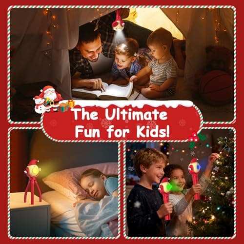 A.S Santa Claus Kids Flashlight, LED Rechargeable Torch with 8 Color Modes & 8 Music, Fun Flashlights for Boys & Girls, Perfect for Parties, Camping & Outdoor Adventures Christmas Gift Toy - Thumbnail 5
