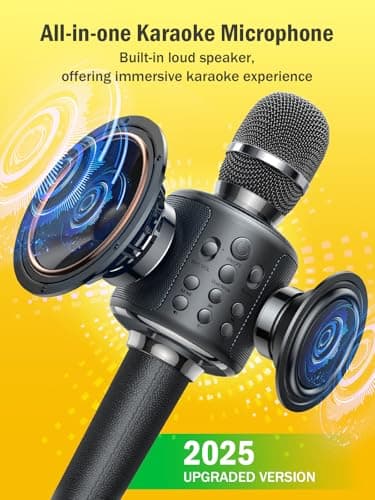MetFut Wireless Bluetooth Karaoke Microphone, Built-in Loud Speaker for 10H Playback, Add Reverb/Duet Mode/Earbuds Monitoring, Portable Karaoke Machine for Entertainment & Singing Practice (Gray) - Thumbnail 4
