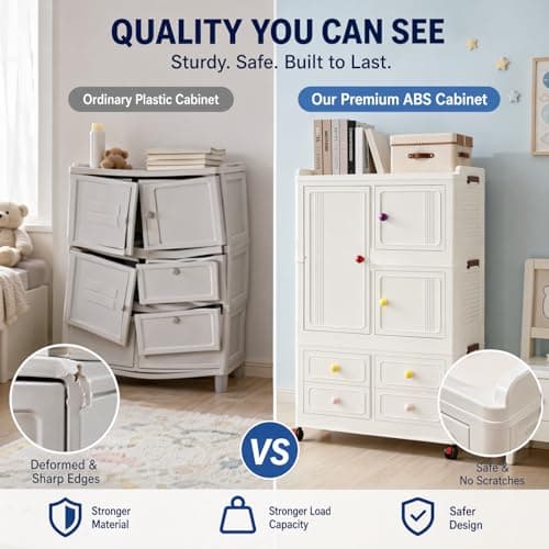 Stackable Storage Bins with 4 Drawers, 314QT Foldable Storage Cabinet with Wheels & Lids, Large Capacity Closet Organizers and Storage for Home, Apartment, Dorm, Closet - Easy No-Tool Assembly - Thumbnail 3