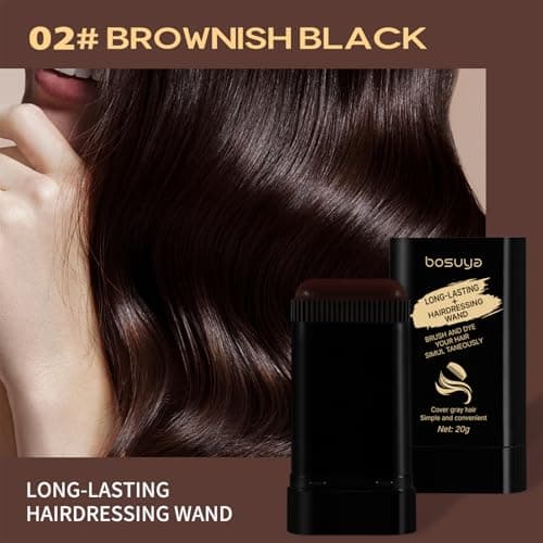 1 Pack Hair Color Stick Brownish Black for Gray Coverage Temporary Hair Dye Wand for Quick Root Touch Up Easy Washable & Non-Damaging Formula - Thumbnail 3