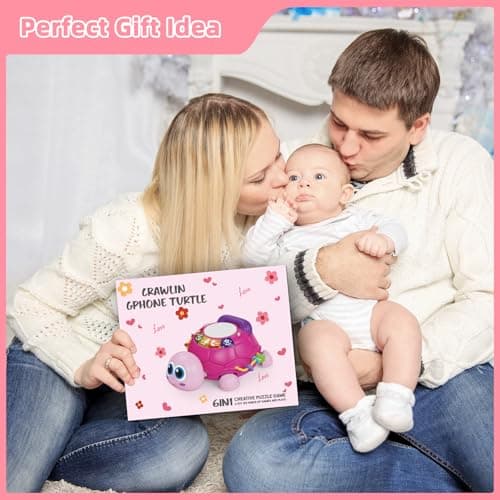 Hanayo Baby Musical Turtle Crawling Girl Toys for 6-18 Months，Infant Early Learning Educational Toy，Baby Girl Gift Essentials for Newborn 7 8 9 11+ Months 1-2 Year Old(Pink) - Thumbnail 6