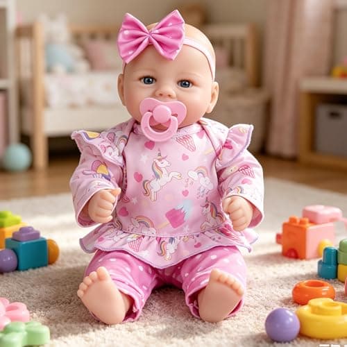 Milidool Reborn Baby Dolls - 17Inch Cute Realistic Baby Doll Poseable Smiling Real Life Baby Dolls with Complete Accessories for 3+ Years Old Gifts - Thumbnail 5