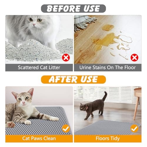 Double Layer Cat Litter Mat, 24x15 Inch Waterproof Litters Box Mat, Non-Slip Cat Mat for Litter Box - Thumbnail 5