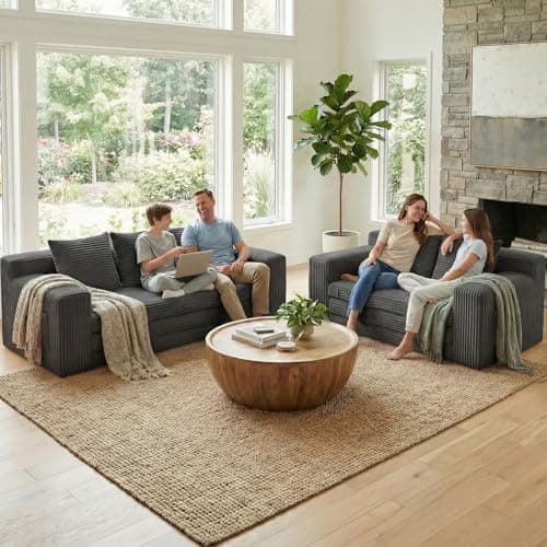 Boneless Loveseat Sleeper Sofa Bed: 3-in-1 Convertible Sofa Bed with Side Pockets & Handle,Pull Out Couch with 2 Pillows,Folding Futon for Small Space,Living Room & Bedroom,Corduroy Fabric,No Assembly - Thumbnail 2