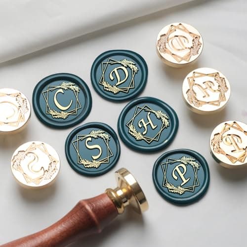 VSECUON Letter W Wax Seal Stamp Rosemary Initial Wax Seal Kit, 2pcs Value Pack with Vintage Rosewood Handle Decorative Gift for Wedding Art Invitations Christmas - Thumbnail 4