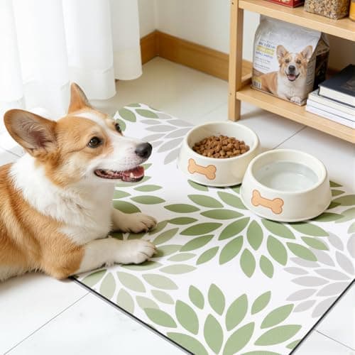 Findosom Floral Dish Drying Mat, 12" x 20" Super Absorbent & Hide Stain Coffee Mat, Cuttable Drying Mat for Kitchen Counter, Under Dish Rack, Coffee Maker, Espresso Machine, Sage Green - Thumbnail 4