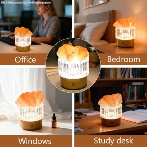 MYDAYS&DESIGN Salt Lamp Natural Pink Crystal Himalayan Salt Rocks, LED Light Dimmer with 3 Levels Cordless, Crystal Lamp Night Light Rechargeable for Room Home Decor Relaxation Ambiance - Thumbnail 6