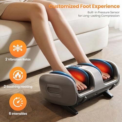Foot Massager, Electric Shiatsu Foot and Leg Massager with Heat and Cooling, Deep Kneading Foot Massage Vibration , Adjustable Mode & Intensity, Timer Auto Shut-Off, Home Relaxation Gift for Men Women - Thumbnail 3