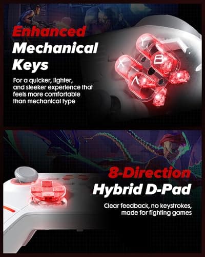 BEITONG KP20 Wireless Controller for PC, Switch/Switch 2, Android, TV, Steam Deck, TMR Joysticks & Hall Triggers, Bluetooth & 2.4g Gamepad with 1000Hz Polling Rate and Mechanical Buttons - Thumbnail 5