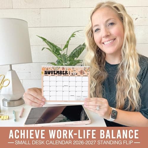Small Desk Calendar 2026-18-Month 2026 Desk Calendar Small for Home, Office & Classroom, Standing Flip Desks Calendars 2026-2027, Teacher Appreciation Gifts, Graduation Gifts - Thumbnail 2