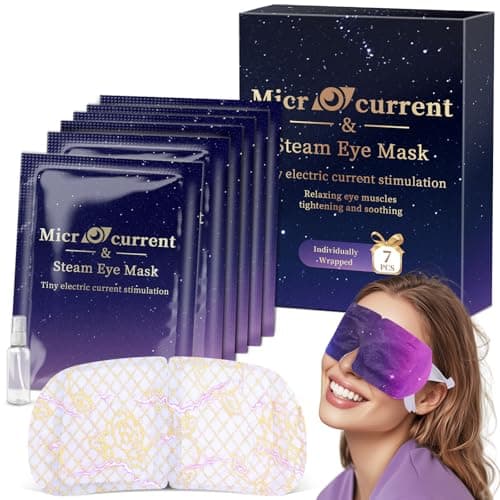 7Packs Microcurrent Heated Eye Mask for Dry Eye, Stree Relief Sleep Steam Eye Masks Disposable Self Heating for Warm Compress Dark Circles Puffiness Fatigue Travel Essentials Gift for Women Men - Image 1