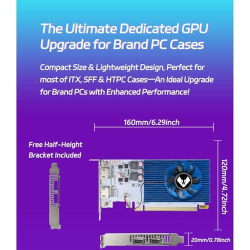 MOUGOL AMD Radeon R5 230 Low Profile Graphics Card with 2G 64Bit GDDR3 Memory Equip with PCI Express*16 2*HDMI Video Card for Office Working Compatible with Windows 10/8/7/RHEL/Ubuntu/Linux - Thumbnail 4