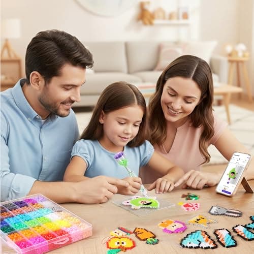 Caydo Fuse Beads Kit with Fuse Bead Pen, Design App & 200+ Patterns for Beginners, 10500PCS 36 Colors 5mm for Girl Holiday Home DIY Decor Creative Projects - Thumbnail 6