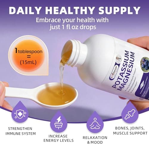 Potassium Magnesium Supplement Liquid-High Absorption Calm Magnesium&Potassium Drops Sugar-Free Plus Ginger,Turmeric,Black Pepper for Muscle,Leg Cramps,Bone & Energy & Immune Support - 16 Fl oz - Thumbnail 6